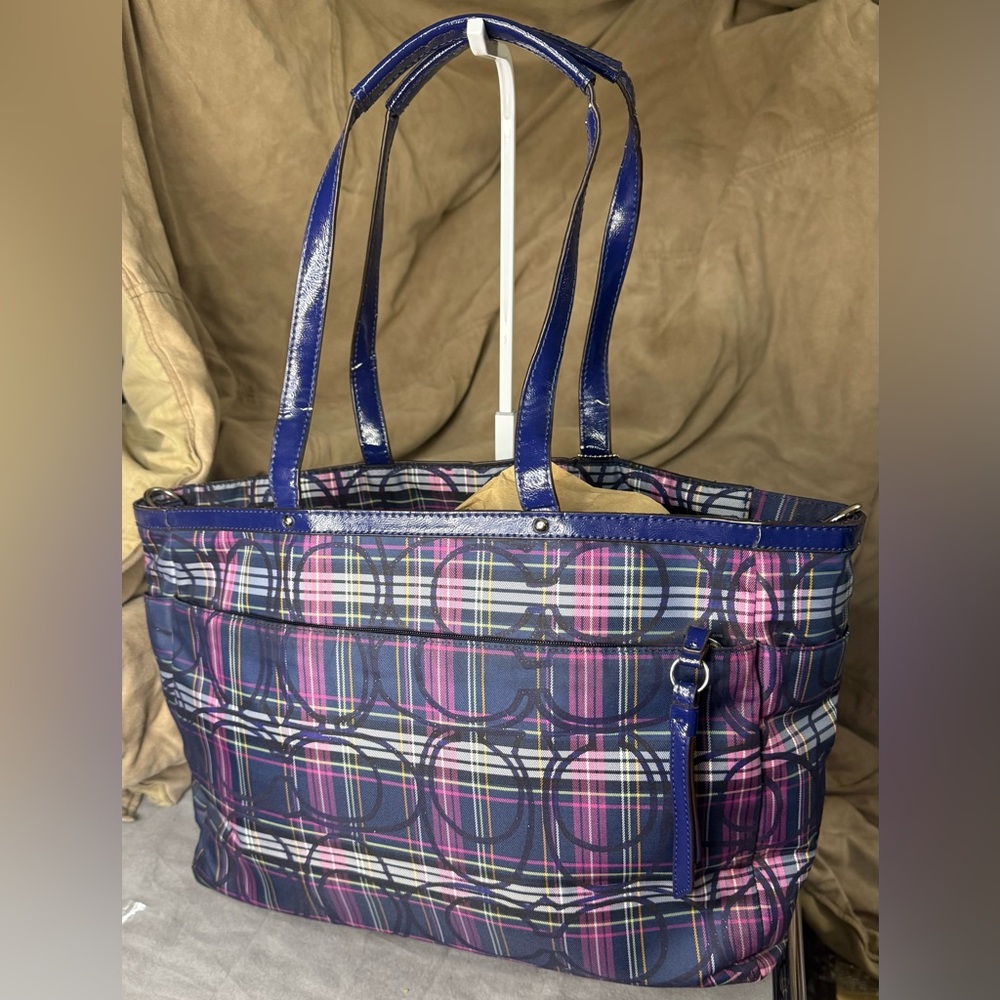 Coach Poppy Tartan Plaid Large Coach diaper bag. EUC - Picture 2 of 7